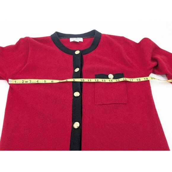 Sutton Studio Cashmere Red Gold Buttons Hong Kong Cardigan Sweater Size Large - Picture 4 of 8